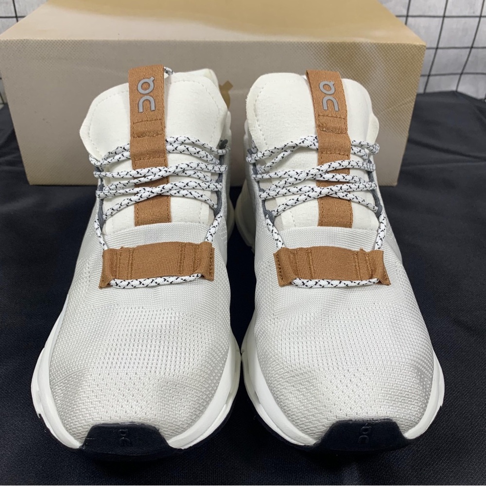 On Running Cream and Brown Sneakers - Picture 2 of 5